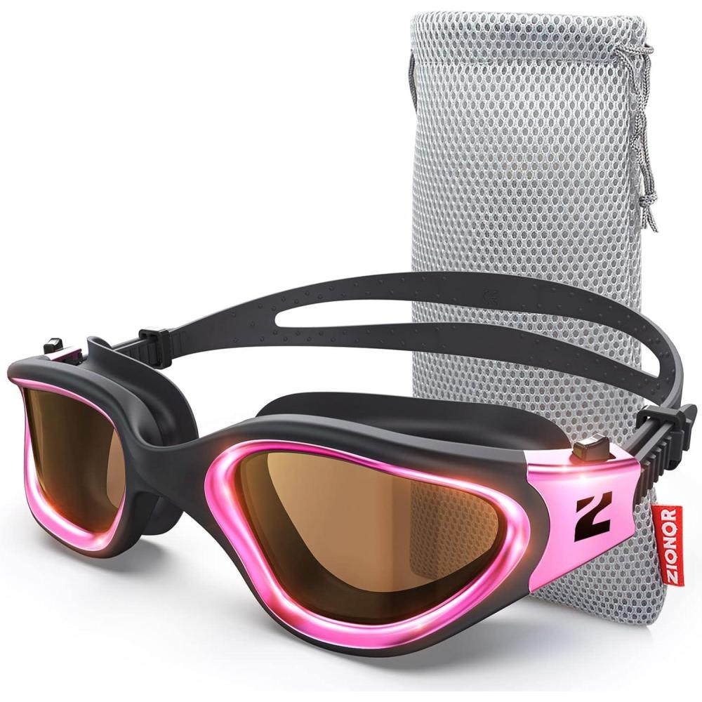 imageZIONOR Swim Goggles G1 Ultra Photochromic Polarized Swimming Goggles Men WomenA5 Pink  Polarized  Photochromic