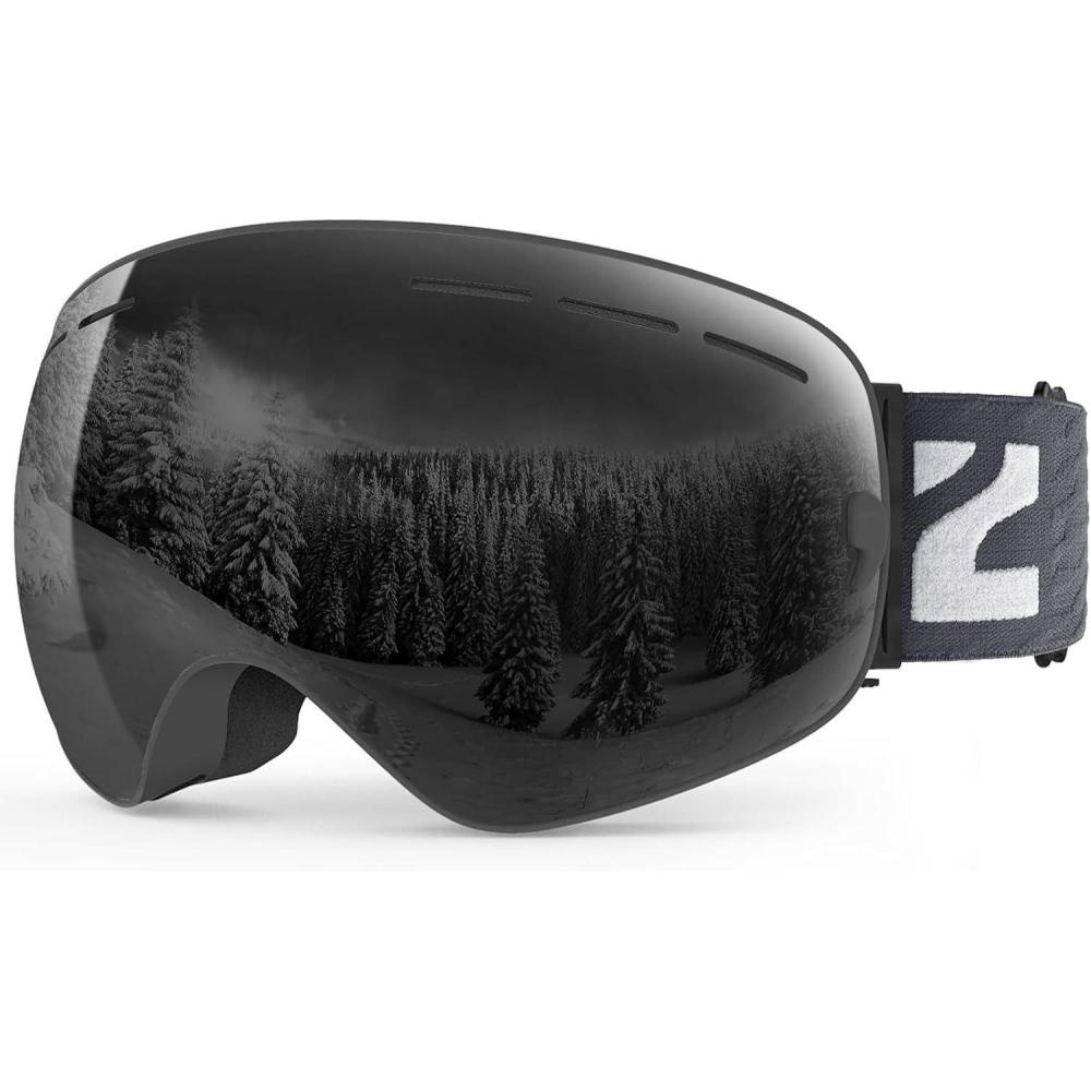 imageZIONOR X Ski Goggles  OTG Snowboard Goggles Detachable Lens for Men Women AdultA2vlt 13 Blackframe Blacklens