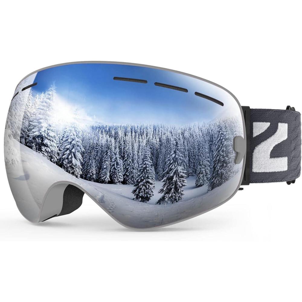 imageZIONOR X Ski Goggles OTG Snowboard Goggles Detachable Lens for Men Women AdultB5vlt 9 Greyframe Silverlens