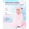 ZIONOR Hooded Bath Towel for Kids – 50”L x 35”W Extra-Large Hooded Towels for Big Kids 6-10, Kids Beach Towels Made from Bamboo Rayon, Suitable for Bath, Pool, Beach(White Bear)(3-pink Bear)