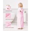 ZIONOR Hooded Bath Towel for Kids – 50”L x 35”W Extra-Large Hooded Towels for Big Kids 6-10, Kids Beach Towels Made from Bamboo Rayon, Suitable for Bath, Pool, Beach(Purple Shark)(3-pink Bear)