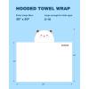 ZIONOR Hooded Bath Towel for Kids – 50”L x 35”W Extra-Large Hooded Towels for Big Kids 6-10, Kids Beach Towels Made from Bamboo Rayon, Suitable for Bath, Pool, Beach(Purple Shark)(1-white Bear)