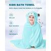 ZIONOR Hooded Bath Towel for Kids – 50”L x 35”W Extra-Large Hooded Towels for Big Kids 6-10, Kids Beach Towels Made from Bamboo Rayon, Suitable for Bath, Pool, Beach(White Bear)(2-blue Bear)