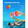 ZIONOR Kids Swim Goggles, G1MINI MIX Vibrant Colorblock Polarized No Leaking Anti Fog Kids Goggles(3-14)(A(allclear/White/Orange-red))