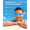 ZIONOR Kids Swim Goggles, G1MINI MIX Vibrant Colorblock Polarized No Leaking Anti Fog Kids Goggles(3-14)(F(allclear/Red/Orange-blue))