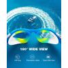 ZIONOR Kids Swim Goggles, G1MINI MIX Vibrant Colorblock Polarized No Leaking Anti Fog Kids Goggles(3-14)(L(blue/White/Green-gold))