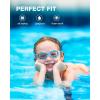 ZIONOR Kids Swim Goggles, G1MINI SE Anti-Fog Swimming Goggles for Kid Child 6-14(A7 (Clear Lens – Bluewhite))