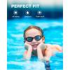 ZIONOR Kids Swim Goggles, G1MINI SE Anti-Fog Swimming Goggles for Kid Child 6-14(A8 (Clear Blue Lens – Allblack))