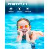 ZIONOR Kids Swim Goggles, G1MINI SE Anti-Fog Swimming Goggles for Kid Child 6-14(B7 (Red Lens – Pink))