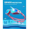 ZIONOR Kids Swim Goggles, G1MINI SE Anti-Fog Swimming Goggles for Kid Child 6-14(B8 (Pinkwhite-gold))