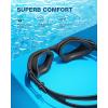ZIONOR Swim Goggles, G1 SE Swimming Goggles Anti-Fog for Adult Men Women(B4-red Lens Allblack Frame)