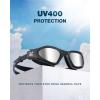 ZIONOR Swim Goggles, G1 SE Swimming Goggles Anti-Fog for Adult Men Women(B5-silver Lens Allblack Frame)