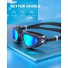 ZIONOR Swim Goggles, G1 SE Swimming Goggles Anti-Fog for Adult Men Women(B9-gold Lens Darkblue Frame)