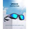 ZIONOR Swim Goggles, G1 SE Swimming Goggles Anti-Fog for Adult Men Women(B9-gold Lens Darkblue Frame)