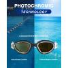 ZIONOR Swim Goggles, G1 Ultra Photochromic Polarized Swimming Goggles Men Women(A1 (Silver  Polarized + Photochromic))