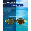 ZIONOR Swim Goggles, G1 Ultra Photochromic Polarized Swimming Goggles Men Women(A3 (Gold  Polarized + Photochromic))