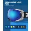 ZIONOR X Ski Goggles – OTG Snowboard Goggles Detachable Lens for Men Women Adult(A1-vlt 22% White Frame Blue Lens)