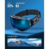 ZIONOR X Ski Goggles – OTG Snowboard Goggles Detachable Lens for Men Women Adult(A1-vlt 22% White Frame Blue Lens)