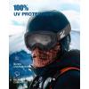 ZIONOR X Ski Goggles – OTG Snowboard Goggles Detachable Lens for Men Women Adult(A3-vlt 94% Blackframe Clearlens)