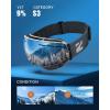 ZIONOR X Ski Goggles – OTG Snowboard Goggles Detachable Lens for Men Women Adult(A6-vlt 9% Whiteframe Silverlens)