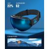 ZIONOR X Ski Goggles – OTG Snowboard Goggles Detachable Lens for Men Women Adult(A7-vlt 22% Blackframe Bluelens)