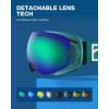 ZIONOR X Ski Goggles – OTG Snowboard Goggles Detachable Lens for Men Women Adult(A8-vlt 14% Green Frame Green Lens)