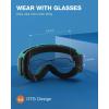 ZIONOR X Ski Goggles – OTG Snowboard Goggles Detachable Lens for Men Women Adult(A8-vlt 14% Green Frame Green Lens)