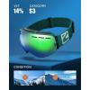 ZIONOR X Ski Goggles – OTG Snowboard Goggles Detachable Lens for Men Women Adult(A8-vlt 14% Green Frame Green Lens)