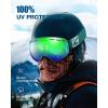 ZIONOR X Ski Goggles – OTG Snowboard Goggles Detachable Lens for Men Women Adult(A8-vlt 14% Green Frame Green Lens)