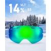 ZIONOR X Ski Snowboard Snow Goggles Replacement Lenses(L2-x Mirror Green Lens Vlt 14%)