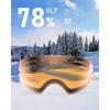 ZIONOR X Ski Snowboard Snow Goggles Replacement Lenses(X Clear Orange Lens Vlt 78%)