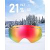 ZIONOR X Ski Snowboard Snow Goggles Replacement Lenses(X Mirror Red Lens Vlt 21%)