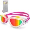 ZIONOR Kids Swim Goggles, G1MINI MIX Vibrant Colorblock Polarized No Leaking Anti Fog Kids Goggles(3-14)(C(white/Orange-red))