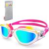 ZIONOR Kids Swim Goggles, G1MINI MIX Vibrant Colorblock Polarized No Leaking Anti Fog Kids Goggles(3-14)(E(white/Orange-gold))