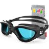 ZIONOR Kids Swim Goggles, G1MINI SE Anti-Fog Swimming Goggles for Kid Child 6-14(A8 (Clear Blue Lens – Allblack))