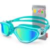 ZIONOR Kids Swim Goggles, G1MINI SE Anti-Fog Swimming Goggles for Kid Child 6-14(B3 (Mirrored Gold Lens – Greenclear))