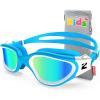 ZIONOR Kids Swim Goggles, G1MINI SE Anti-Fog Swimming Goggles for Kid Child 6-14(B6 (Lightblue-gold))