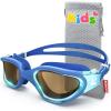 ZIONOR Kids Swim Goggles, G1MINI Ultra Photochromic Polarized Swimming Goggles Boys Girls(A4 (Blue  Polarized + Photochromic))