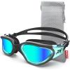ZIONOR Swim Goggles, G1 MAX Polarized Anti-Fog Swimming Goggles for Men Women(A9 (Polarized + Mirror Gold))