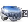 ZIONOR X Ski Goggles – OTG Snowboard Goggles Detachable Lens for Men Women Adult(A0-vlt 9% Blackframe Silverlens)