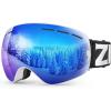 ZIONOR X Ski Goggles – OTG Snowboard Goggles Detachable Lens for Men Women Adult(A1-vlt 22% White Frame Blue Lens)