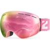 ZIONOR X Ski Goggles – OTG Snowboard Goggles Detachable Lens for Men Women Adult(A6-vlt 7% Pinkframe Pinklens)