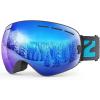 ZIONOR X Ski Goggles – OTG Snowboard Goggles Detachable Lens for Men Women Adult(A7-vlt 22% Blackframe Bluelens)