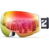 ZIONOR X4 Ski Goggles Magnetic Lens – Snowboard Goggles for Men Women Adult – Snow Goggles Anti-fog UV Protection(A6-vlt 15.6% Light White Frame Revo Red Lens)