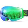 ZIONOR X4 Ski Goggles Magnetic Lens – Snowboard Goggles for Men Women Adult – Snow Goggles Anti-fog UV Protection(A7-vlt 10.5% Green Frame Grey Revo Green Lens)