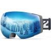 ZIONOR X4 Ski Goggles Magnetic Lens – Snowboard Goggles for Men Women Adult – Snow Goggles Anti-fog UV Protection(A8-grey Frame Sapphire Lens)