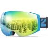 ZIONOR X4 Ski Goggles Magnetic Lens – Snowboard Goggles for Men Women Adult – Snow Goggles Anti-fog UV Protection(B3-blue Frame Revo Gold Lens)