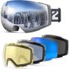 ZIONOR X4 Ski Goggles Set 5 In 1 Snow Goggles for Men Women Adult Snowboard Goggles Anti-fog UV Protection(Polarized+photochromic+bright+black+silver)