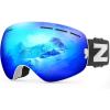 ZIONOR XMINI Kids Ski Goggles – Snowboard Snow Goggles for Boys Girls Youth(A1-white Frame Grey Revo Blue Lens Vlt 23%)