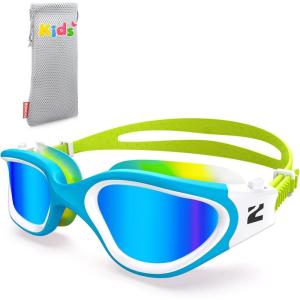 ZIONOR Kids Swim Goggles, G1MINI MIX Vibrant Colorblock Polarized No Leaking Anti Fog Kids Goggles(3-14)(G(blue/White/Green-blue))